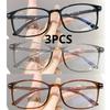 3Pcs Photo Sensitive Color Changing Large Frame Flat Lens Polygonal Eyeglass Photochromic Myopia Glasses For Women