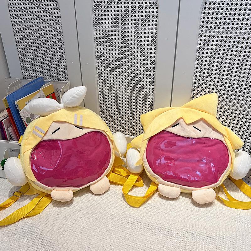 Japanese doll backpack two-dimensional cute girl plush doll backpack student bag transparent pain bag