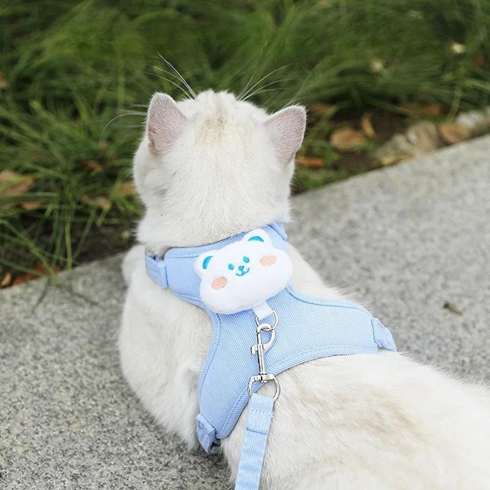 with Leash Set Cat Traction Vest Rope Adjustable Pet Walking Leash Dog Harness  for Cat Kitten