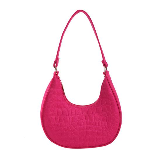 Women's Small Hobo Bag Retro Crescent Shoulder Bag Solid Color Felt Casual Phone Purse for Daily Outings Work Travel Parties