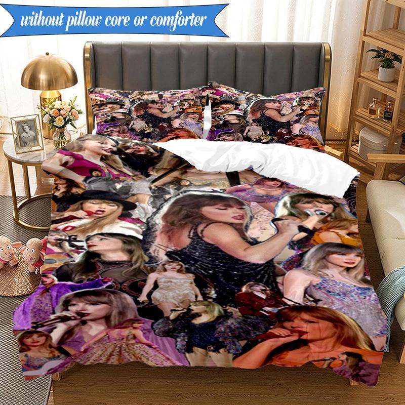 Taylor music 3pcs K-pop music group Bedding set,Ideal for Bedroom, Dormitory,Including Duvet Cover And 2pcs Pillowcases,Fan gifts