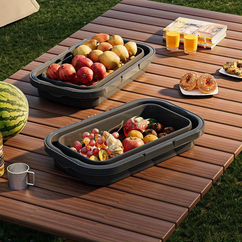 1pc Portable Collapsible Large Capacity Picnic Basket, Collapsible Plastic Storage Basket for Outdoor Party Home Party Barbecue