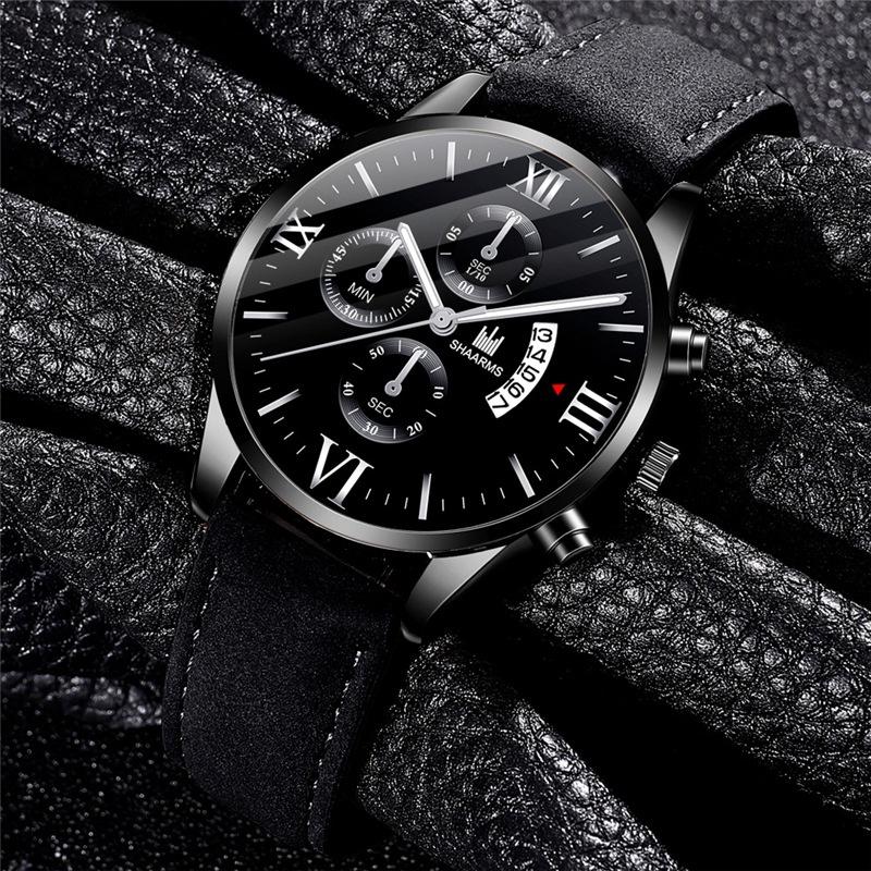 Мужские кварцевые наручные часы (Часы + Браслет) С кожаным ремешком и уникальным украшением в виде крыльев