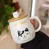 Creative Cartoon Ceramic Cup With Lid and Spoon Cute and Different Cups of Coffee Breakfast Milk Coffee Cup Office Cat Mug Mugs