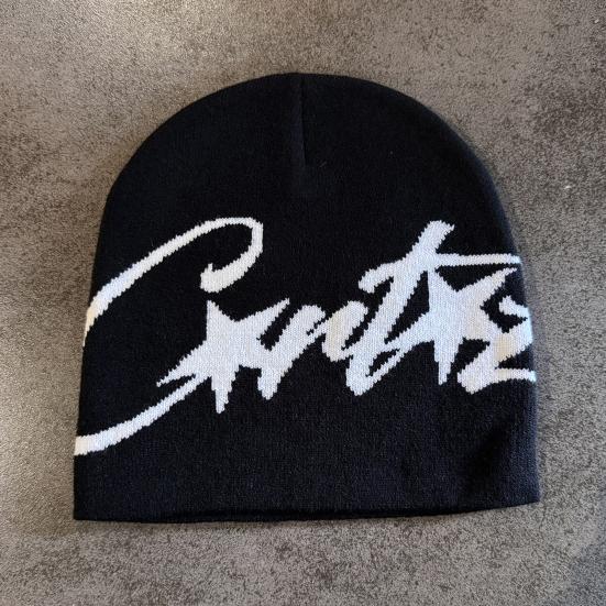 Winter Knitting Hat Letter Print Windproof Warm Hat Soft Elastic Design Brimless Autumn Winter Hat Outdoor Wear