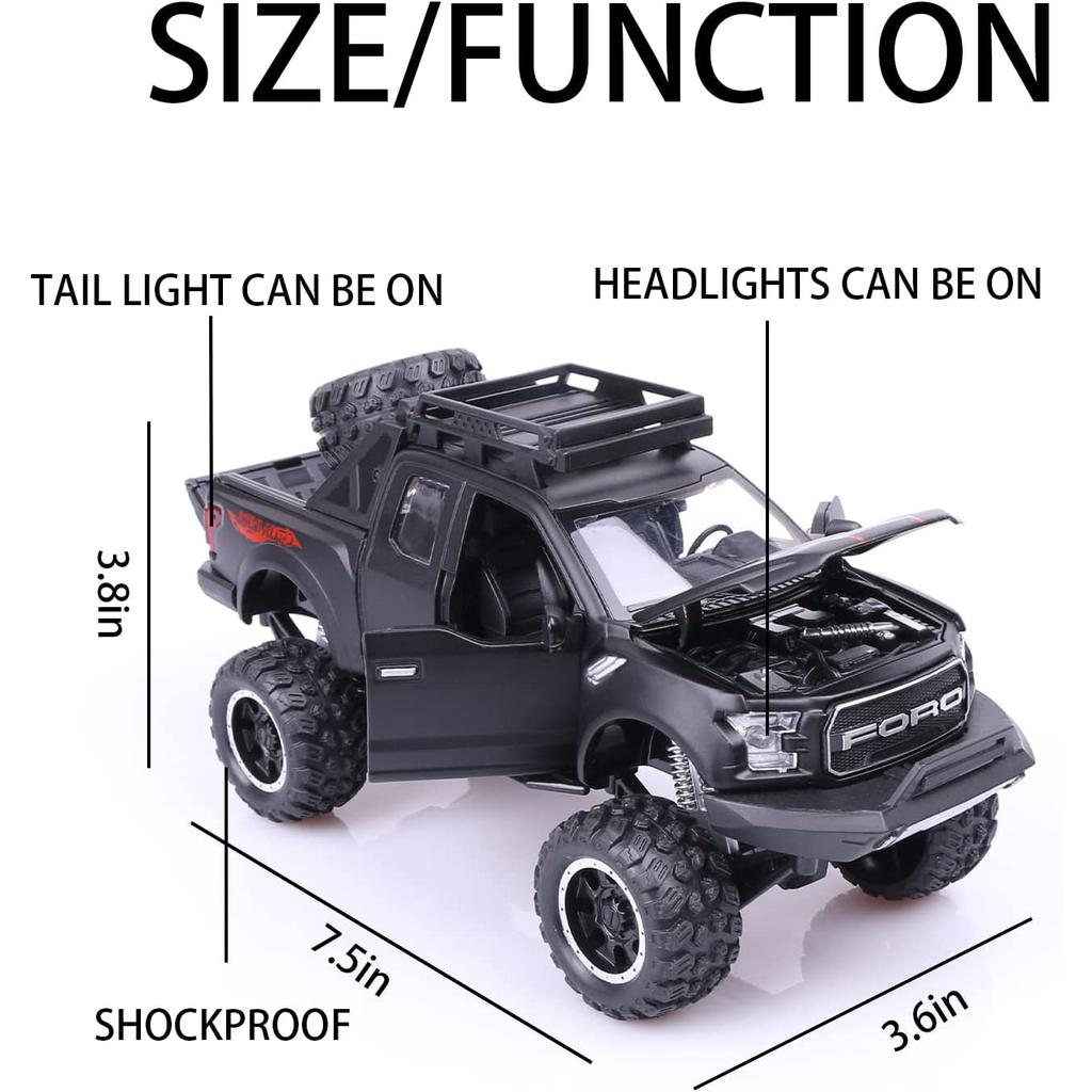 Масштаб 1/32 Ford Raptor F150, литая под давлением модель автомобиля, игрушечный автомобиль с откатным механизмом, звуком и светом для детей, коллекция подарков для мальчиков и девочек