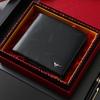 SEPTWOLVES Men's Genuine Leather Short Wallet, Coin Purse, Black