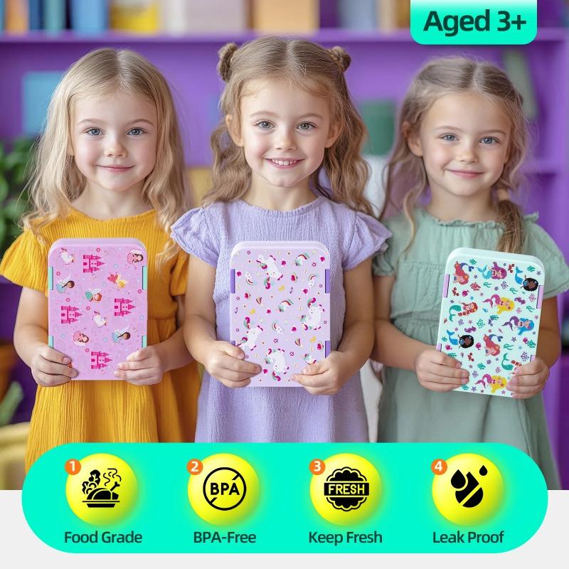 Портативный детский милый мультяшный герметичный ланч-бокс, разделенный, герметичный, микроволновый ланч-бокс, подходит для школы и пикников