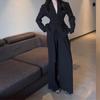 French High-End Black Blazer and High-Waist Slim Wide-Leg Pants Suit for Women - Autumn 2025 Fashion