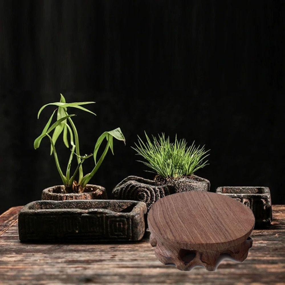 Exquisite Solid Wood Pedestal Vintage Figurines Stand Tea Sets Crafts Display Stands Stores