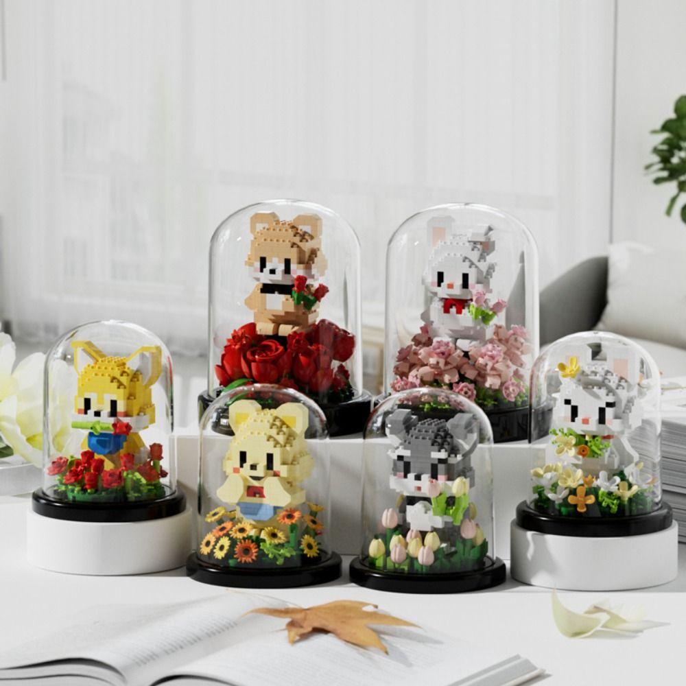 Сборные игрушки ручной работы, животные, сад, настольные украшения, строительные блоки для Дня святого Валентина