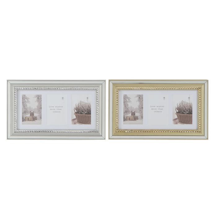 Cadre Photo - Luxury - 46,5 X 2 X 28,5 Cm - Verre Argenté Doré - Polystyrène Traditionnel - 2 Unités