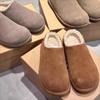 Модные зимние новые тапочки Baotou женские модные замшевые туфли с круглым носком и глубоким ртом удобные туфли на плоской подошве zapatos de mujer
