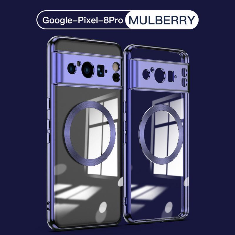 Совместимый гальванизированный магнитный прозрачный противоударный чехол для Google Pixel 9 Pro и 8 Защитный чехол
