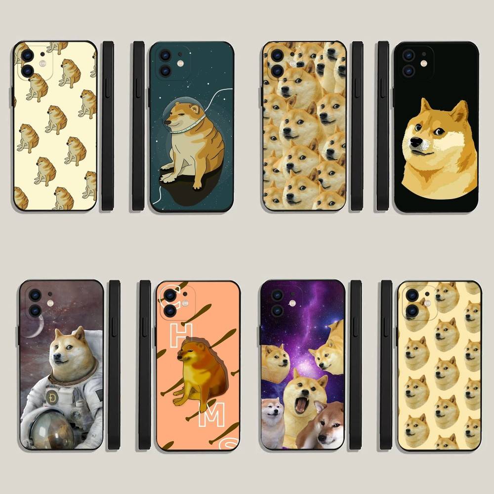 C-Cheems Doge Phone Case For iPhone16,15,14,13,12,11,Plus,Pro Max,XS,X,XR,SE,Mini,8,7 Soft Silicone Black Cover
