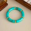 Ingemark 10 Colors Vintage Stackable Resin Bracelets Women Bohemian Round Tube  Leopard Elastic Beaded Bangle New Jewelry Gift