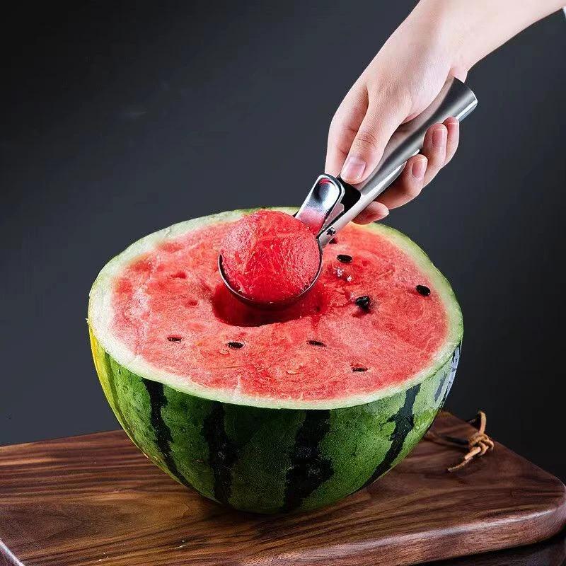 Ice Cream Ball Scoop Stainless Steel Fruit Scoop Multifunctional Cream Dipper Dual-Purpose Watermelon Ball Spoon Shovel Spoon