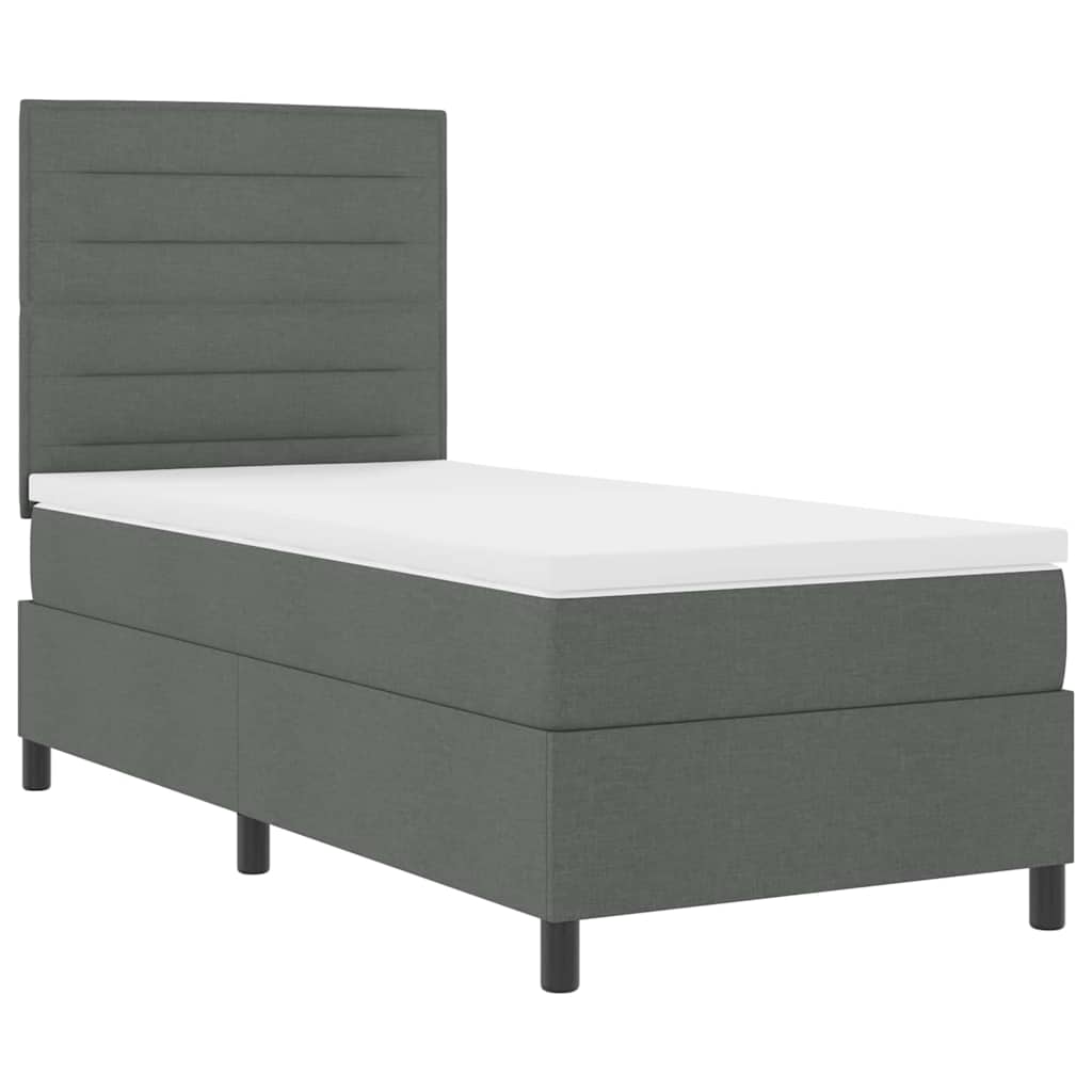 Box Spring Bed with Mattress Dark Gray 80 x 200 cm Fabric