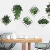 Yousheng 6Pcs 3D Grid Green Plants Sticker Removable Waterproof PVC Self-adhesive Living Room Bedroom Office Wall Art Greenery Decoration Decal