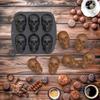 Хэллоуин Форма для торта Череп Силиконовая форма, 6 ячеек Пиратский череп 3D Силиконовая форма Форма для выпечки, Черная Легко использовать