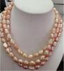 Gorgeous Natural 9-10mm South Sea Pink Purple Pearl Necklace 48inch