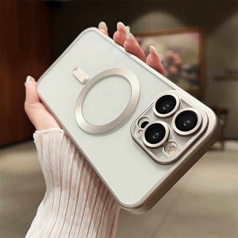 Чехол Magsafe с матовым покрытием для беспроводной зарядки на iPhone 16 11 12 13 15 14 Pro Max Plus, мягкая прозрачная защита линз