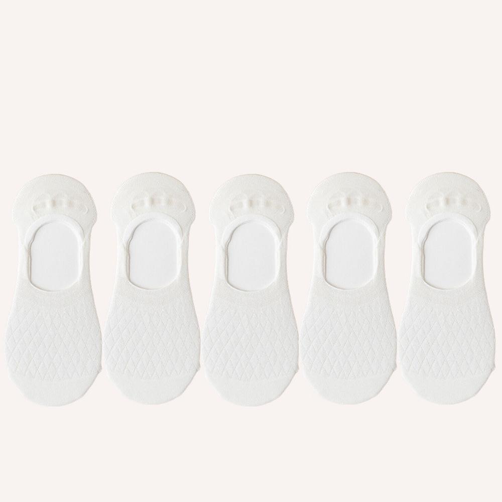 5 пар женских невидимых носков, дышащие хлопковые носки Y2K Kawaii без следа, сетчатые для офиса и повседневной носки, милые белые носки с противоскользящим эффектом
