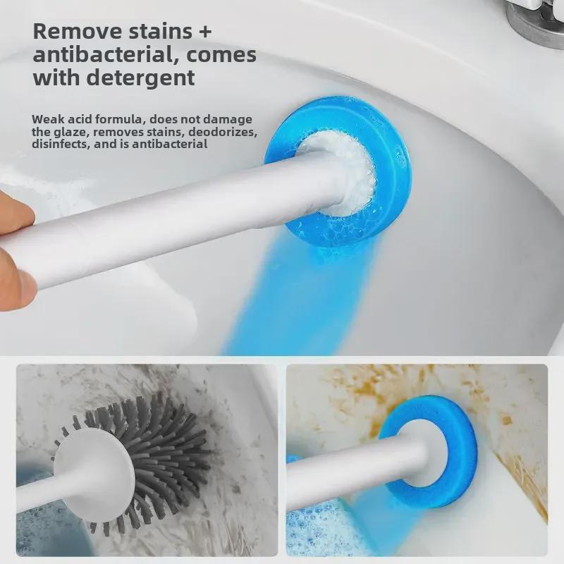 Настенный одноразовый туалетный ершик - двойной ствол, без мертвых углов, инструмент для уборки ванной комнаты