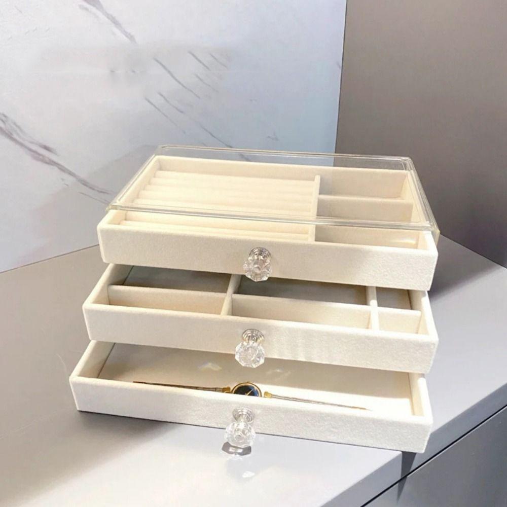 3-Tier Three Drawer Jewelry Box Dust-proof Earrings Jewelry Box Jewelry Storage Box  Home