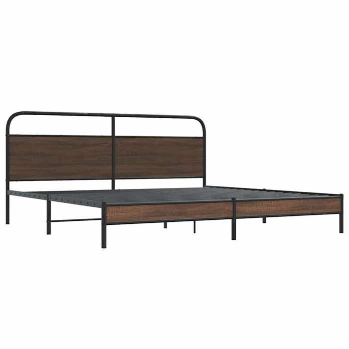 VidaXL Cadre de lit en métal sans matelas chêne marron 180x200 cm, meuble de chambre à coucher, lit double, sommier, lit, 3318699