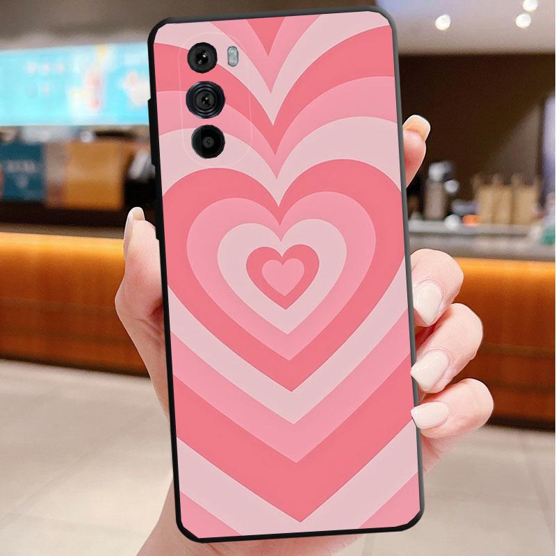 Phone Case For Motorola Edge 50 40 Pro 60 50 40 30 Ultra Neo Fusion Moto G85 G72 G53 G54 G84 G13 G32 Pink Gold Love heart