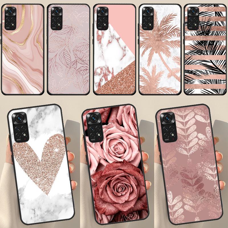 Love Rose Gold Style For Redmi Note 12 Pro Plus Cover For Redmi Note 10 8 9 11 Pro 12S 11S 10S 9S 9C 10C 12C Case