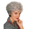 Women's Grey Wig Synthetic Natural Layered Haircut Short Curly Wig with Bangs Elderly Ladies Grandmother Wig Cosplay