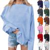 Women's Casual Fashion Solid Color Long Sleeve O-Neck Sweatshirts Pullover Top