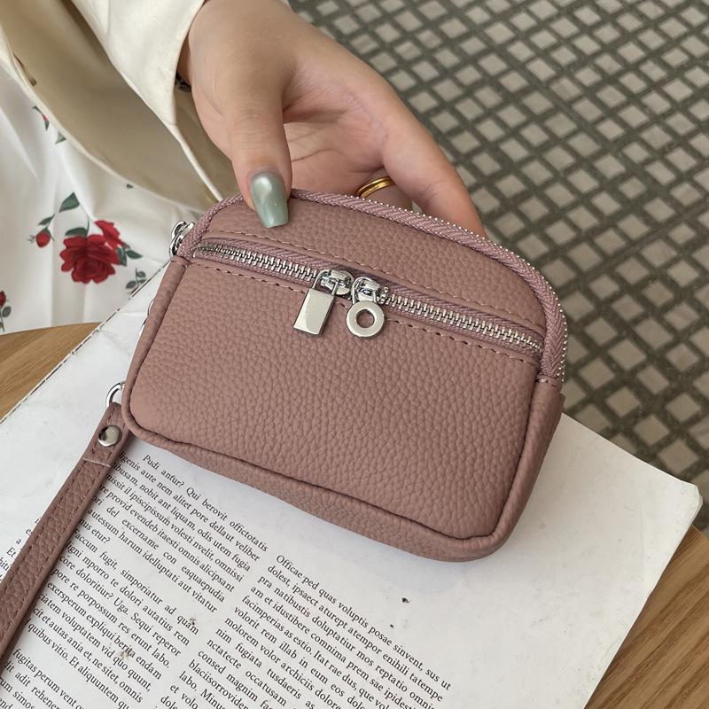 Women's Minimalist Genuine Leather Coin & Key Purse - Double Zipper Design for Lipstick & Coin Storage (2025 Edition)