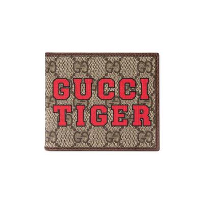 Кошелек-портмоне Tiger GG Supreme Бежевый Черный Холст Красная Надпись Держатель для карт от дизайнера 671652-US7EC-9396