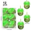 Cute Green Elf Christmas Tree Ornaments Xmas Balls & Fuzzy Hair Christmas Decor
