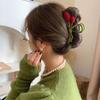 Green Female Hair Accessories Korean Style Headwear Flocking Tulip Hair Clip Red Velvet Hair Claw
