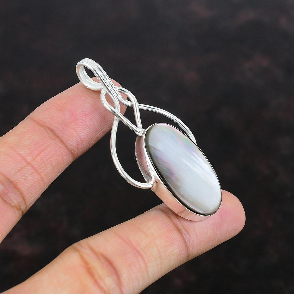 Перламутровый кулон из стерлингового серебра 925 пробы, ручная работа, ювелирные изделия в стиле бохо, высококачественный кулон из драгоценных камней, ювелирные изделия из перламутра, подарки для мамы