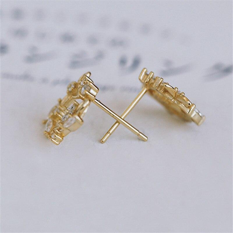 Стерлингового серебра 925 пробы, 14-каратное золото, креативный хрустальный венок, серьги-гвоздики, женские ювелирные изделия, подарок