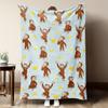 Curious George Monkey & Banana Print Flannel Throw Blanket - Soft Cozy Warm| Perfect for Sofa/Bed/Office