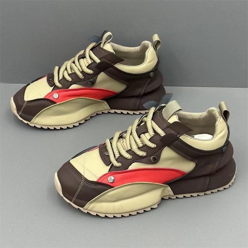 Модные массивные кроссовки для мужчин, дизайнерские туфли с закрытым дном, модные повседневные туфли из натуральной воловьей кожи с увеличенной внутренней платформой