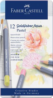 Акварельные карандаши Goldfaber Aqua, 12 пастельных цветов, набор в металлической коробке [Официальный японский продукт]