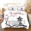 Японский дизайн «Цветы сливы и океанская волна» из 3 предметов постельного белья: односпальная двуспальная кровать, пододеяльник и 2 наволочки