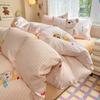 A-Grade Washed Cotton Bedding Set Soft Breathable 4-Piece Quilt Cover Sheet Pillowcases Dorm Home All