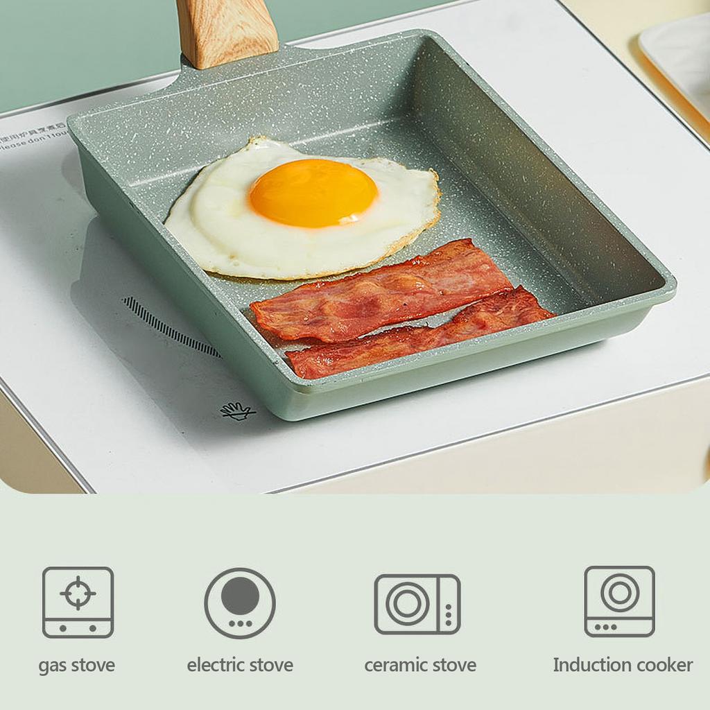 Japanese Omelette Pan Maifan Stone Non-stick Egg Roll Pan Frying Pan With Wood Handle for Baby Kids