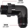 EVIL ENERGY 8AN Flare to 8AN ORB Male Swivel Adapter Fitting 90 Degree Black