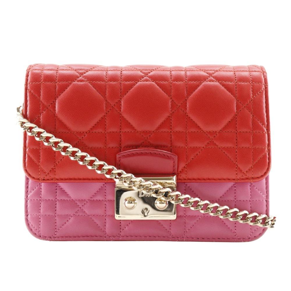 Dior ChainShoulder Shoulder Bag S0252OTRI M79D Canage 2-way Clutch Red/pink Lambskin Women Used