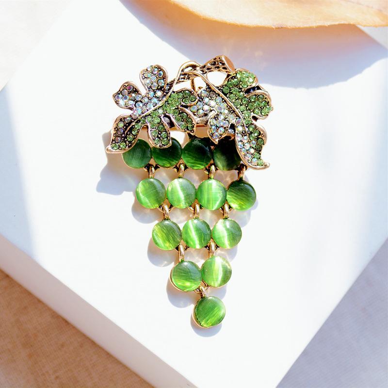 Брошь "Зеленый Виноград" Женская Фрукты Свадьба Банкетная Брошь Булавки Новогодние Подарки