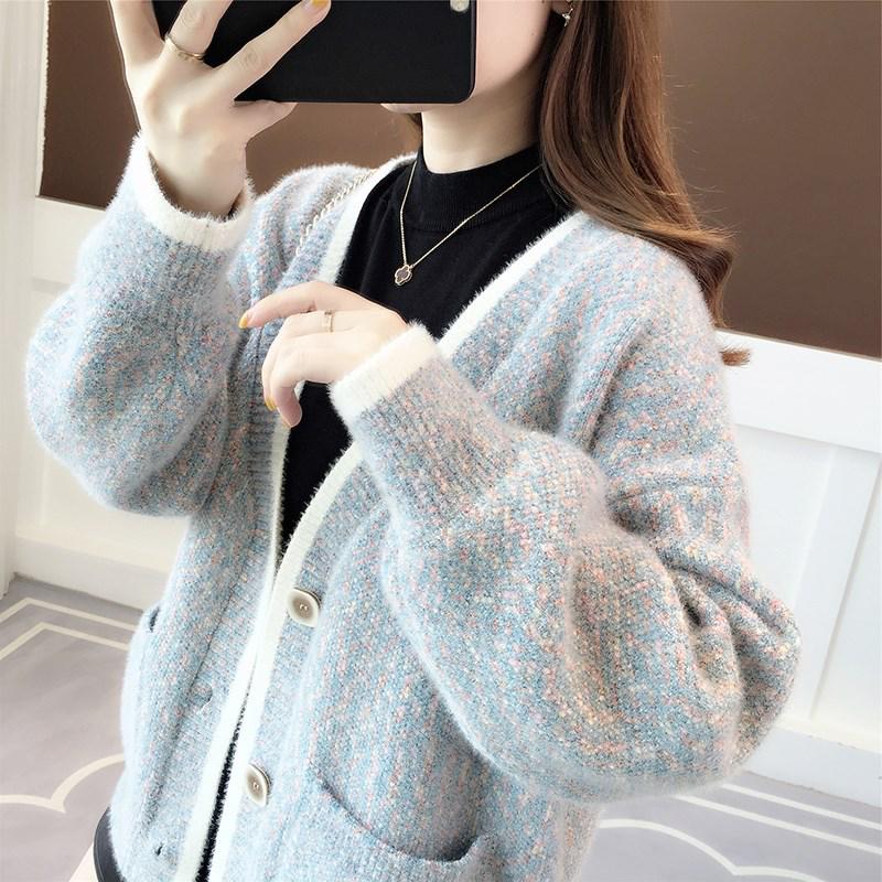 2024 Women's Mink Fleece Knit Cardigan - Loose Fit Sweater for Early Autumn